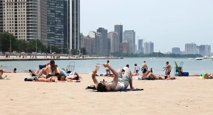 A Chicago beach on Lake Michigan